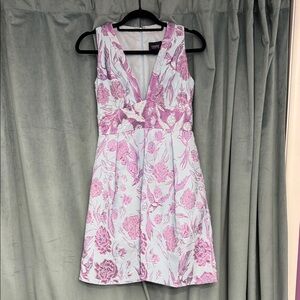 MARCHESA NOTTE Lovely Blue Dress with Pink Flowers